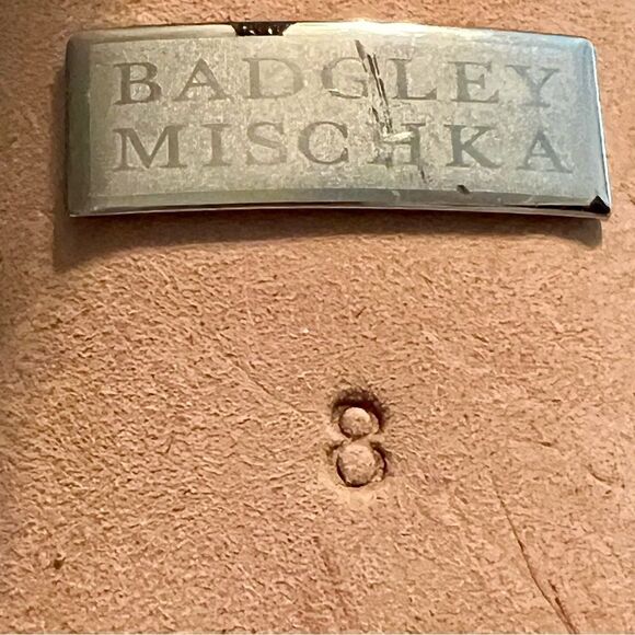 Badgley, Mishka sandal Silver Leather Bling Ankle Strap Kitten Heel 8 - Picture 8 of 12